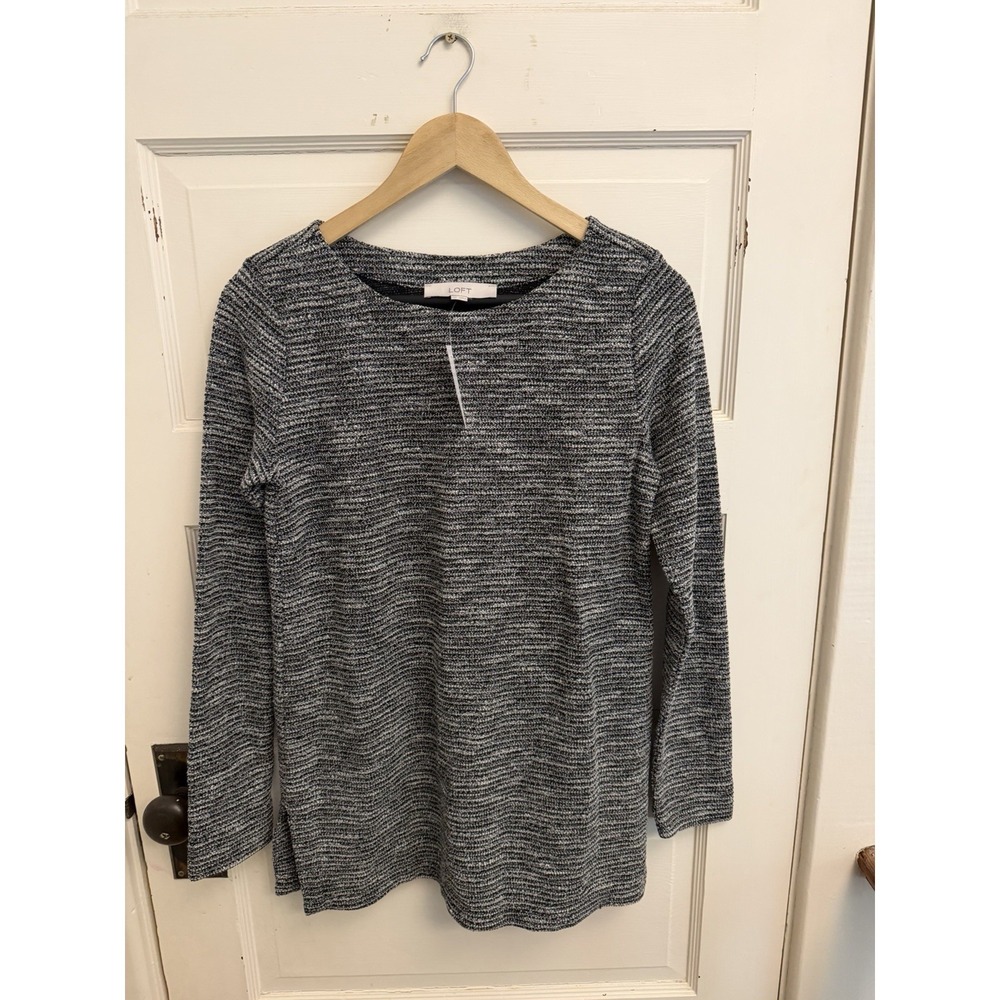 Loft Women's Black White Pullover Long Sleeve Knit Tunic Top Size XS New $54.50